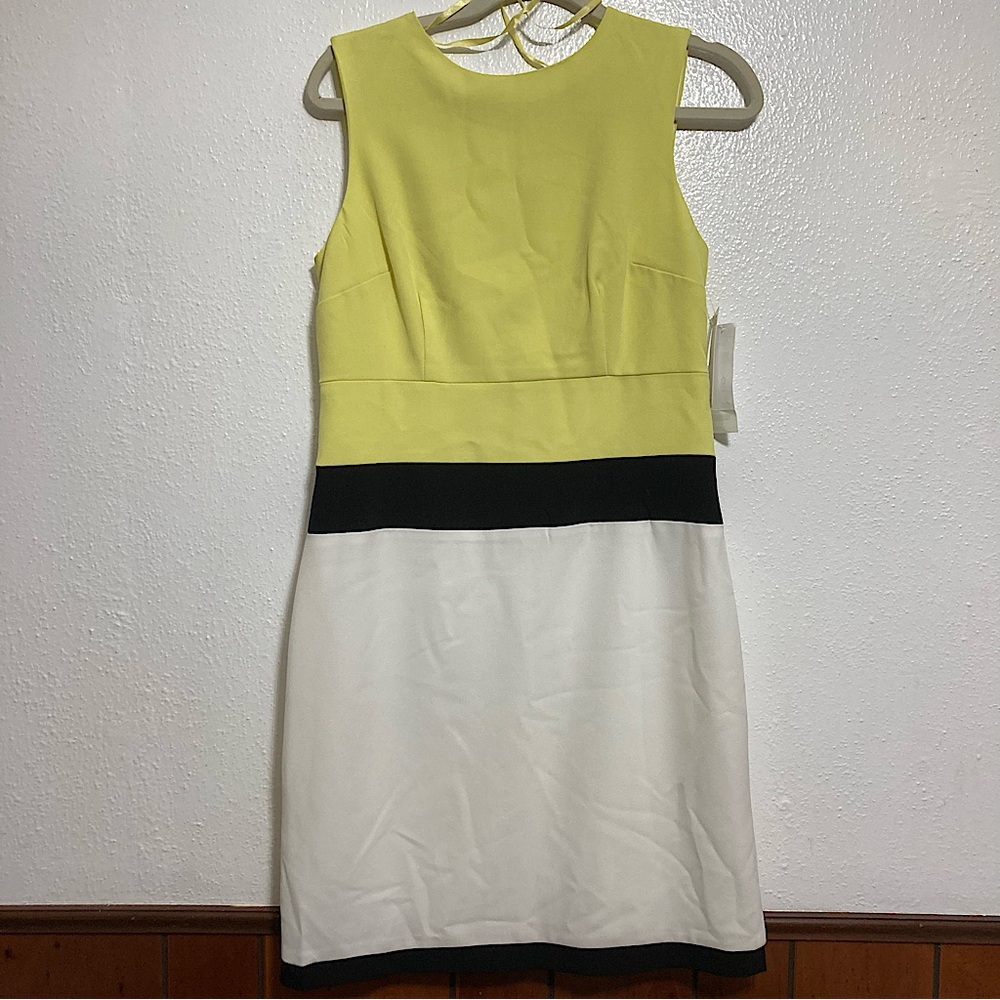 Studio I Colorblock Sleeveless Zip Back Pencil Straight Midi Dress Women’s Size8